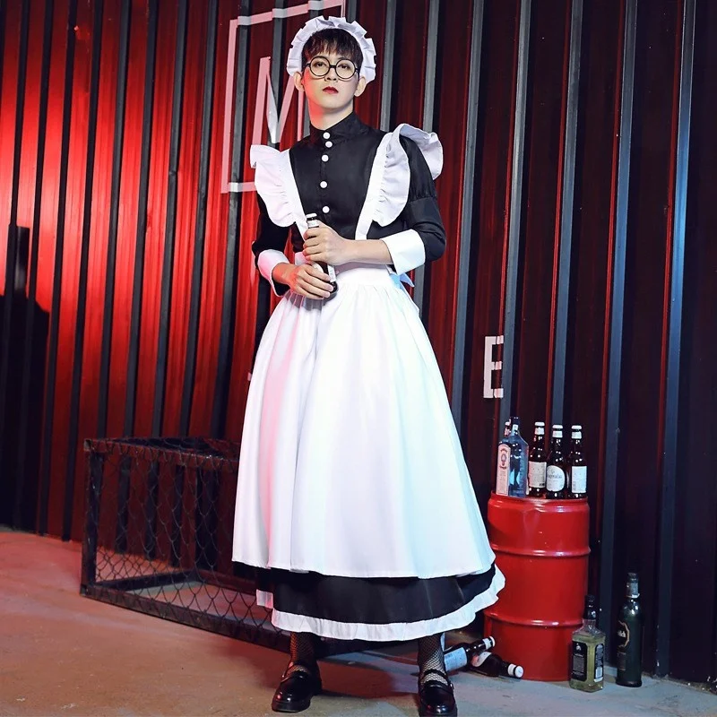 

Halloween Costume Cosmaid Dress for Men Maid Long Skirt Party Entertainment Performance Ethnic Women's Clothing Stage Costume