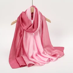 Temperament Women Luxury Scarf Gradient Scarf Silk Geometric  Muslim Headband Shawl Beach Neckerchie