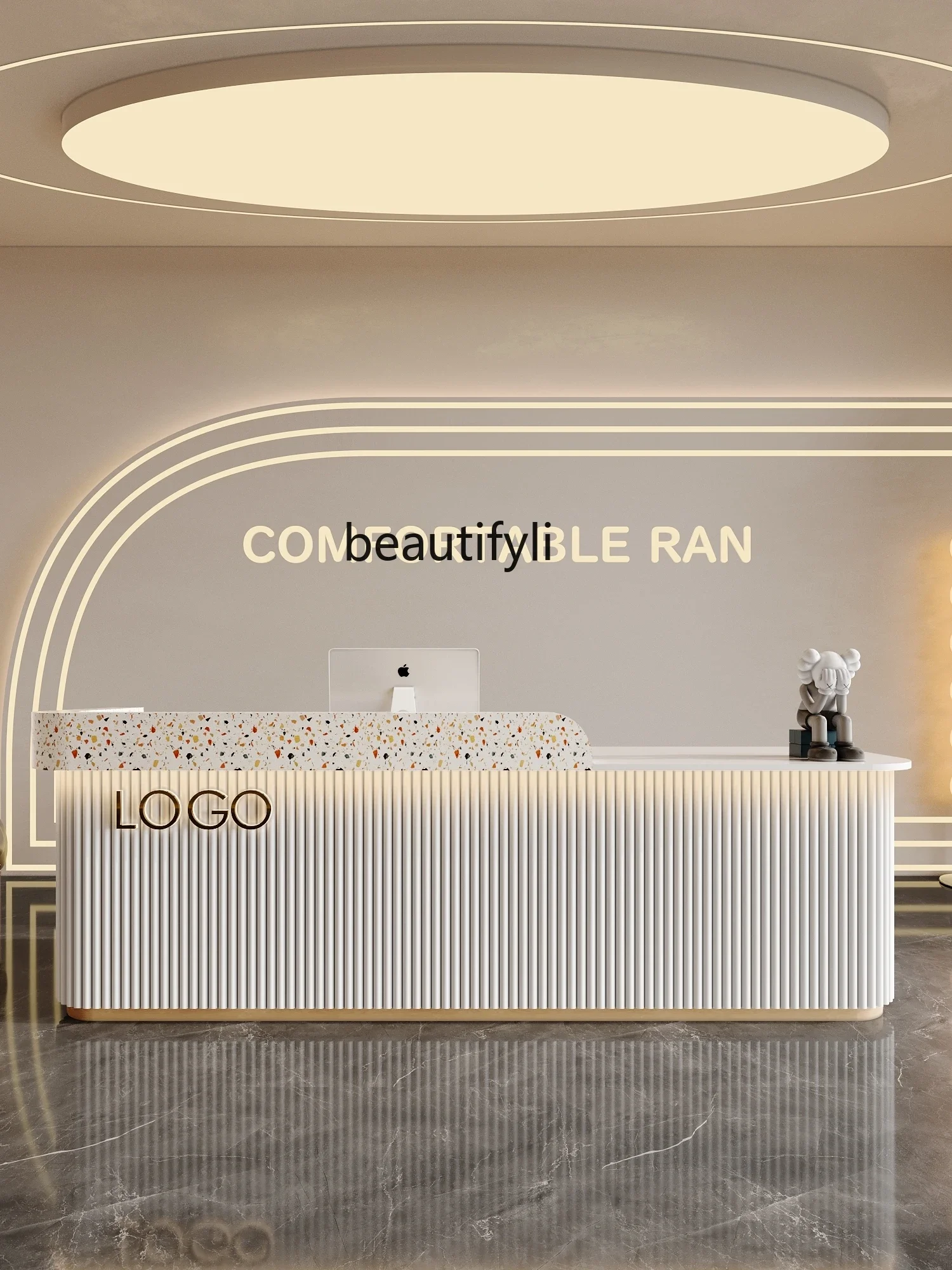 Simple and Light Luxury Series Arc Angle Cashier Desk Beauty Salon Medical Beauty Company Consultation Table Clothing Store