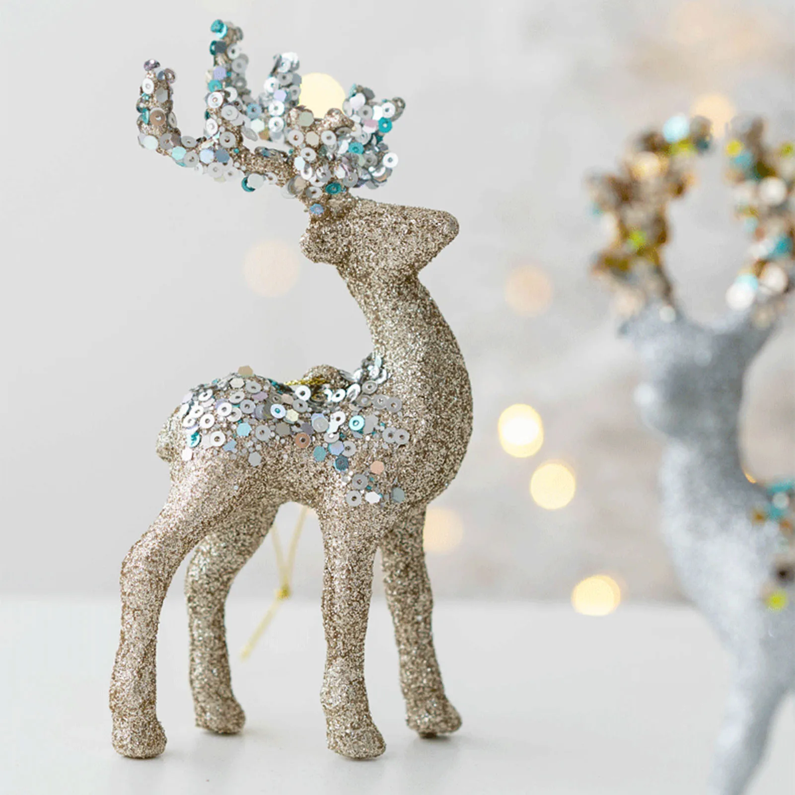 

Glitter Christmas Pendant Cute Reindeer Hanging For Tree Window Door Handle Navidad New Year Festival Party Decorations 2025