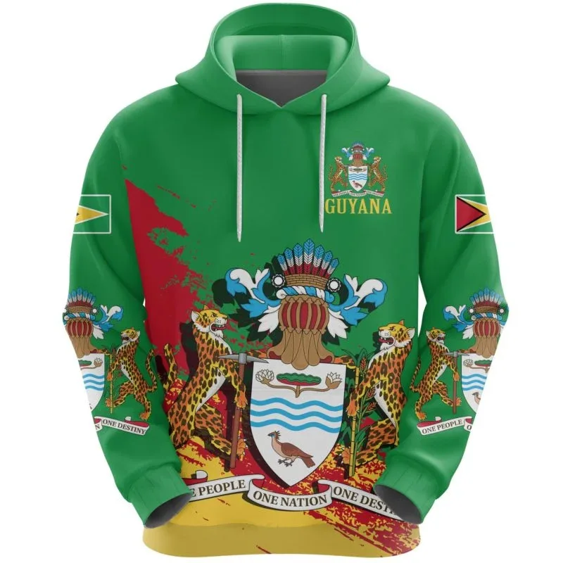 

1 Piece Custom Your Picture South America County Guyana Flag Tribe Tattoo Retro Tracksuit 3DPrint Men/Women Pullover Casual Funn