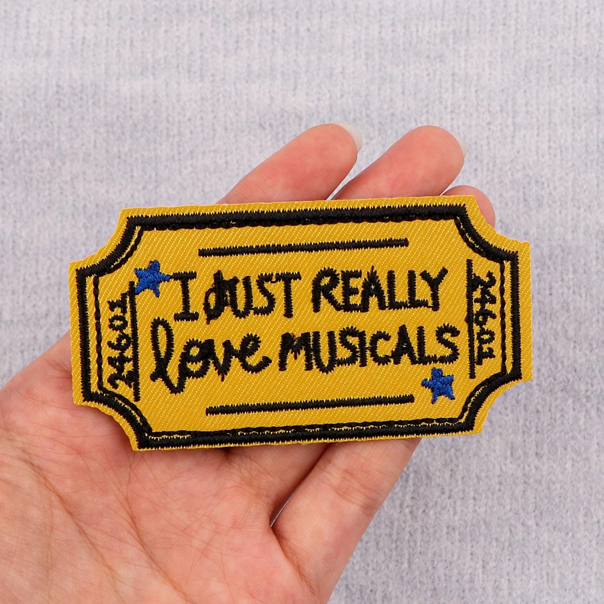

Music Tickets Patches For Clothing Yellow Patches Appliques Iron on Badges Clothes Stickers DIY Sewing Embroideriy Stripes