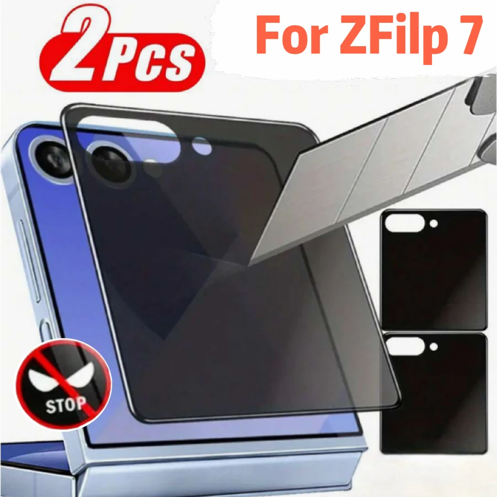 2Pcs Suitable for Samsung Galaxy Z Filp7/Flip 6 Filp 5 Z Filp 7Fe /Z Filp 8 Privacy Anti-Peep Screen Protector, Anti-Scratch, 9H Tempered Full Coverage Design, Easy Installation, Bubble-Free Privacy Protection