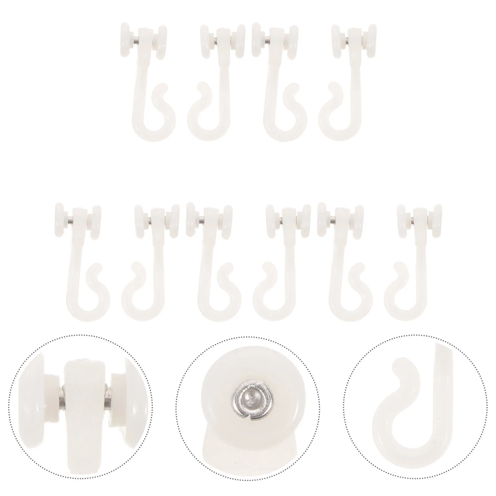 

10Pcs Mosquito Net Hooks Ceiling Glider - U-Shaped Track Hooks for Bed Canopy Hanging Rail System - Curtain Slider Roller and