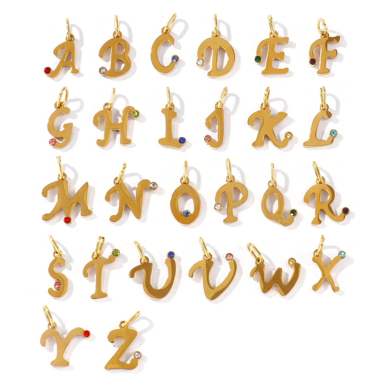 2pcs Stainless Steel Charms 18K Gold Plated Capital Letter Name Message 