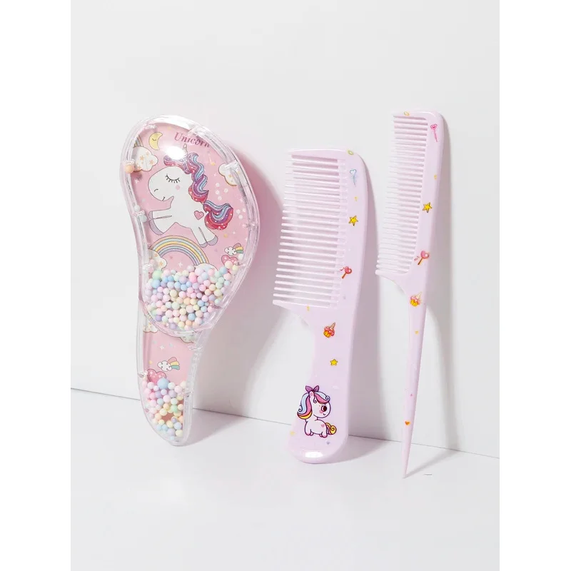 3pcs Cartoon Comb Set Wet Dry Dual Use Hair Styling for Any Hair Texture Gift Special Real Hair Wigs