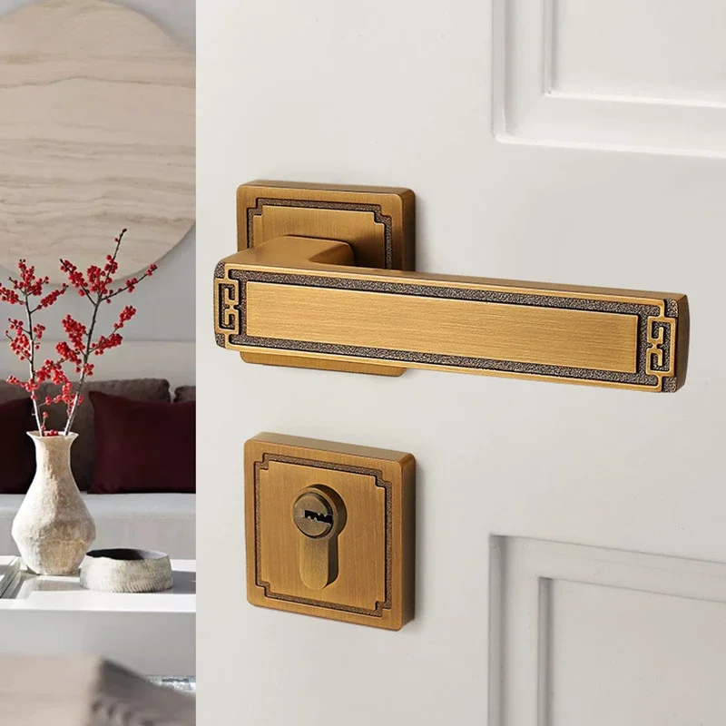 yesZinc Alloy Door Handles Pair Lock Thickened Panel Handle Door Hardware Living Room Door Locker Household Hardware Bedroom Pul