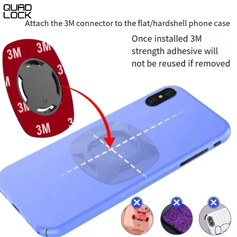 QUAD-LOCK Motorcycle Bike Phone Holder Stand Anti-shake Handlebar Stem Holder 360° Rotatable Navigation Support Security Bracket