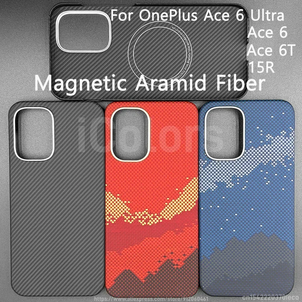 

for OnePlus Ace 6 Ultra/Ace 6/Ace 6T/15R Aramid Carbon Fiber Case Magnetic with MagSafe Ultra thin Lightweight Protective Cover