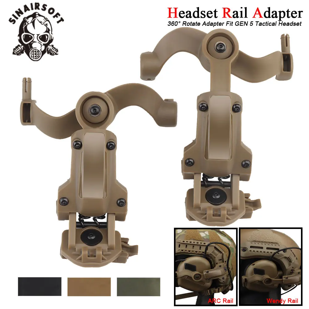 

Tactical Headset Rail Adapter GEN5 Helmet Rail Mount Adapter 360° Rotation for Fast OPS Wendy M-LOK Adapter