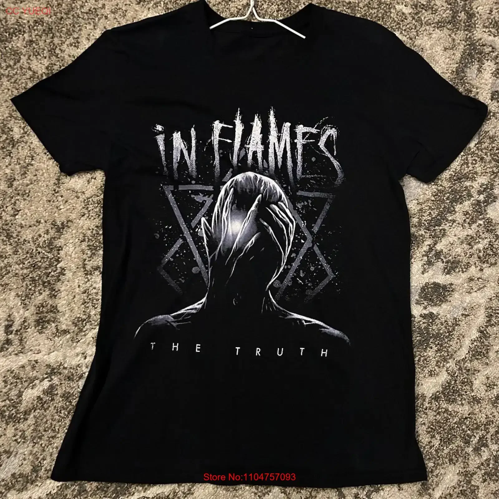 VTG In Flames T-shirt pour femme, taille moyenne, noir, Heavy Death Metal, sans étiquette, The Truth, vintage, lavé, respirant, unisexe, confortable
