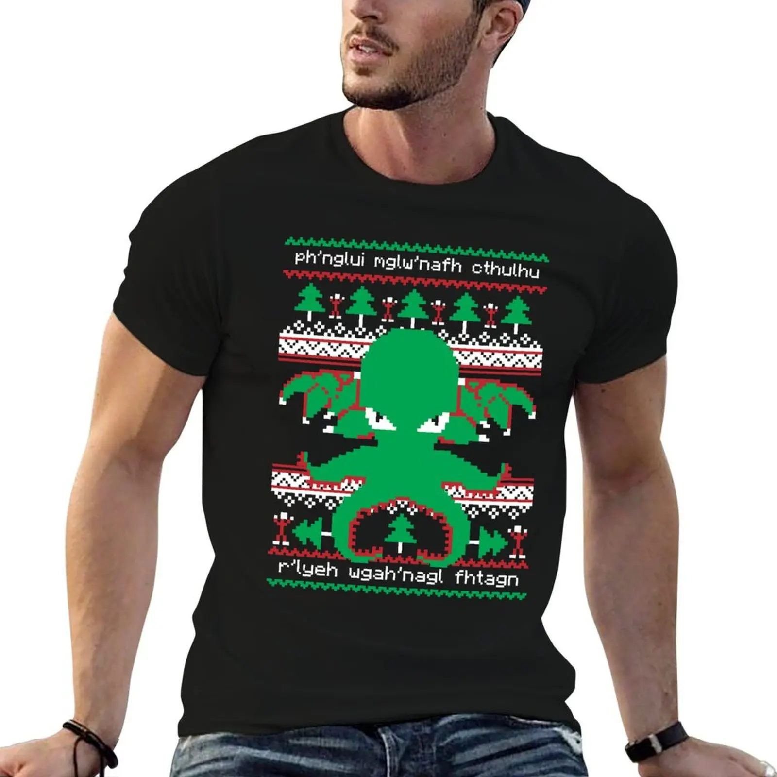 

Cthulhu Cultist Christmas - Cthulhu Ugly Christmas Sweater Classic T-Shirt funny t shirts cotton mens graphic t shirts T-Shirt