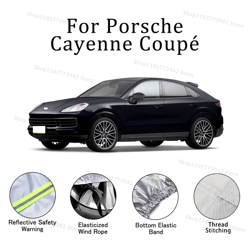 

Для Porsche Cayenne Coupé автомобильный чехол, полные чехлы со светоотражающей полосой, пылезащитный, устойчивый к УФ-излучению, устойчивый к царапинам, солнцезащитный защитный чехол