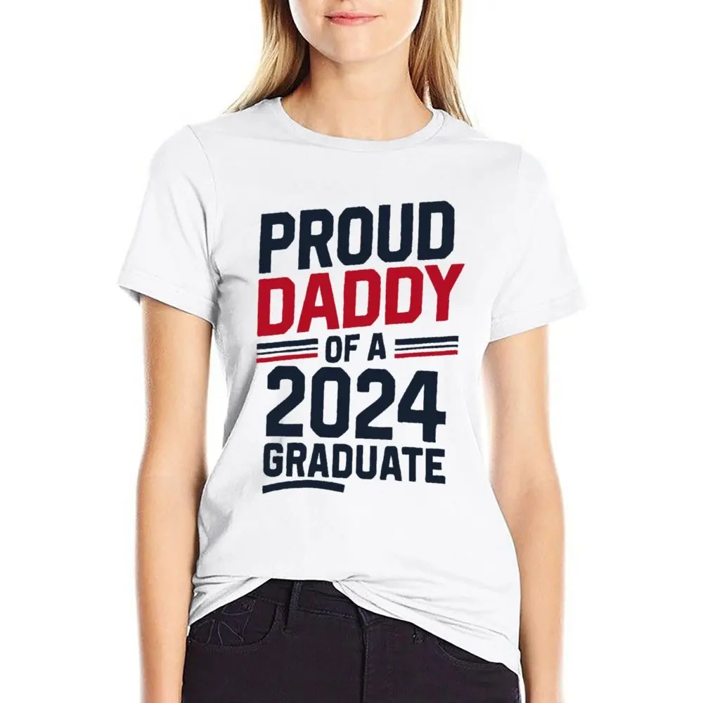 Round Neck Teachers' Day Proud Daddy of A 2024 Graduate Senior Class T-shirt  Move Top Tee Unique Funny Novelty Aactivity Compet