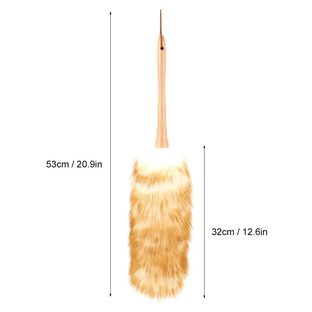 Lambswool Duster Wood Handle Feather Duster with Rope Anti Static Feather Brush for Home Furniture Car Household Cleaning Tools