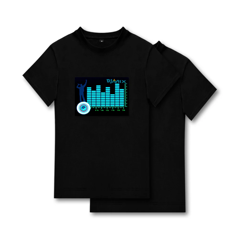 Hot Sale Sound Active Equalizer EL T Shirt Equalizer Light Up Down Led T Shirt Flashing Music Activated Led T-shirt