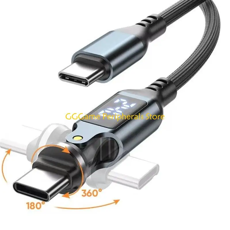 U55B Reinforced interlaced USB C Cable 240W Energy Transfer With constructed In Display