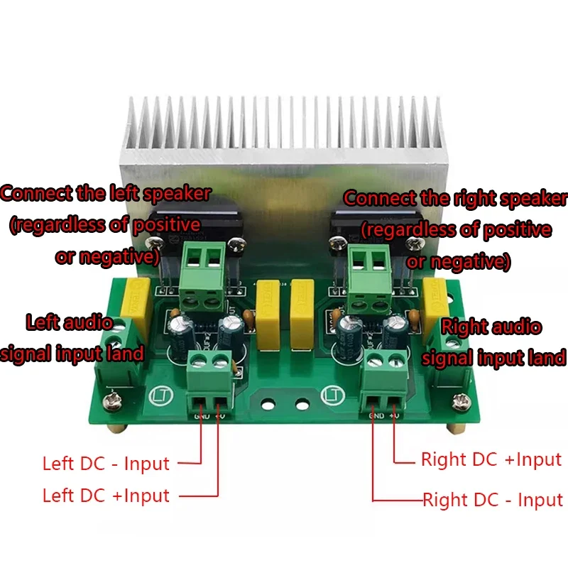 Dual Channel Single Power Separation Design 2 * 30W  Supports BTL Bridging DC24V Fever Grade TDA1521 Amplifier Board