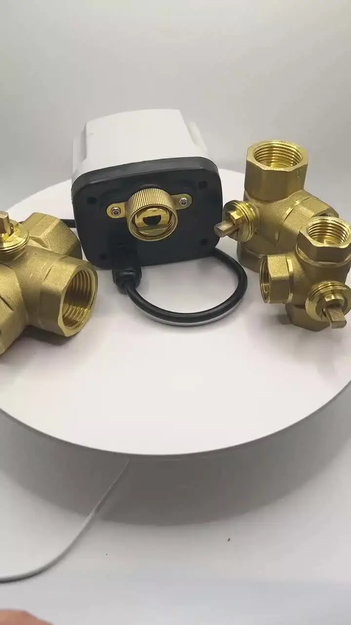 Magnetventil 1/2'' 3/4'' 1'' 1-1/4'' IP65 Waterproof Brass Motorized Ball Valve 3-Wire 2 Control T Type 3 Way Electric Ball Valve Wasser und Dampf — Detail 1
