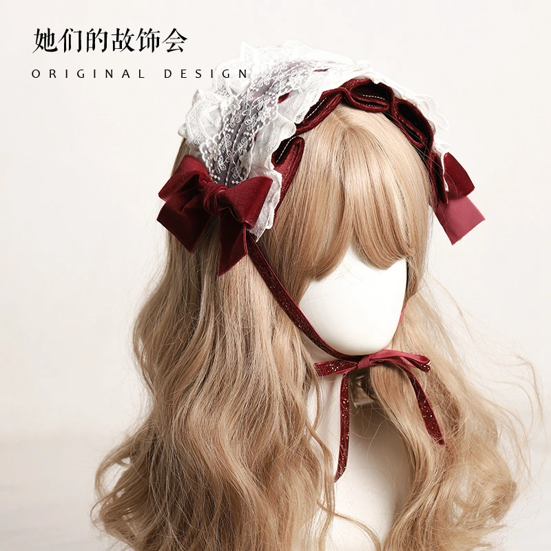 Fascia per capelli con fiocco dolce Lolita Accessori per capelli quotidiani Fascia per capelli Lolita Kawaii Fascia per cosplay anime carina Loli Maid