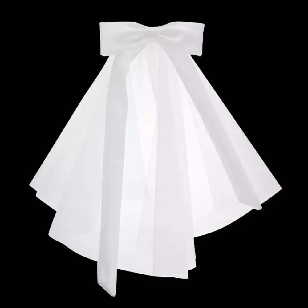 

Премиум-шарф-вуаль из атласа с длинным бантом, однослойный, из мягкого тюля, белый головной убор для невесты, романтический, мягкий свадебный головной убор для церкви