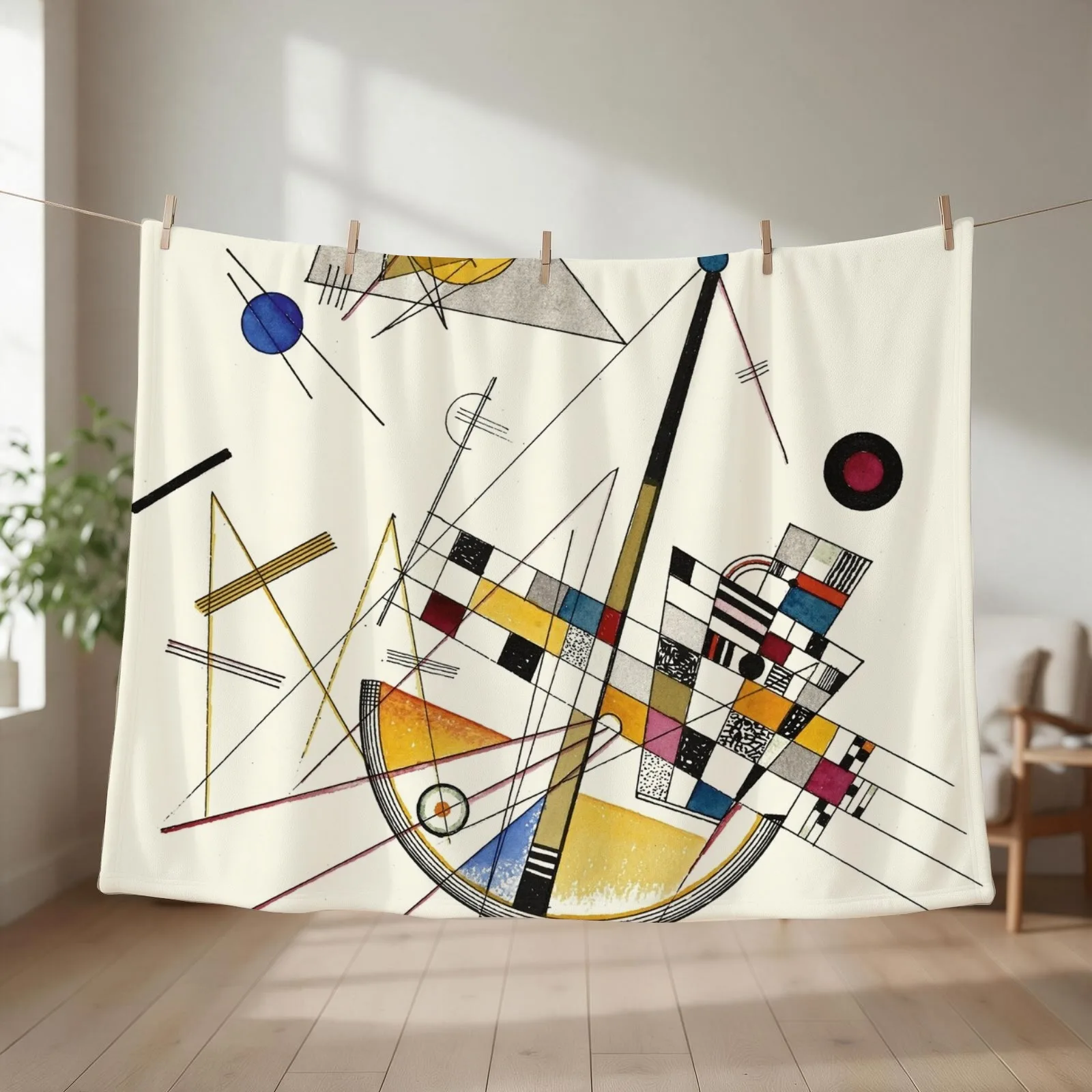 HD. Delicate Tension, by Wassily Kandinsky Throw Blanket couch cozy soft plush fuzzy picnic outdoor blanket
