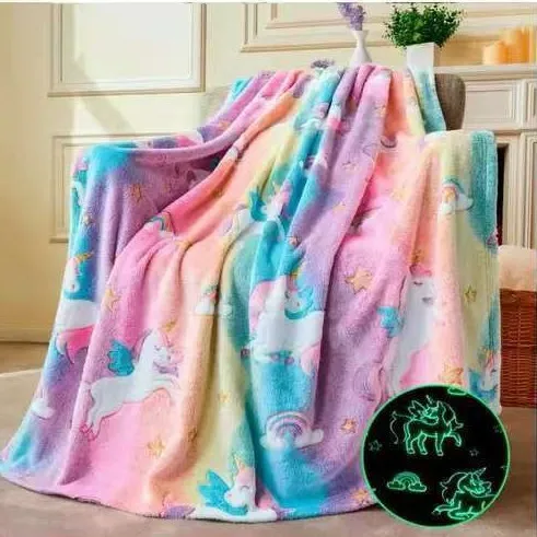 Glow in The Dark Flannel Blanket Game Controller Pattern Soft Throw Blanket for Kids Bedroom Sofa Couch