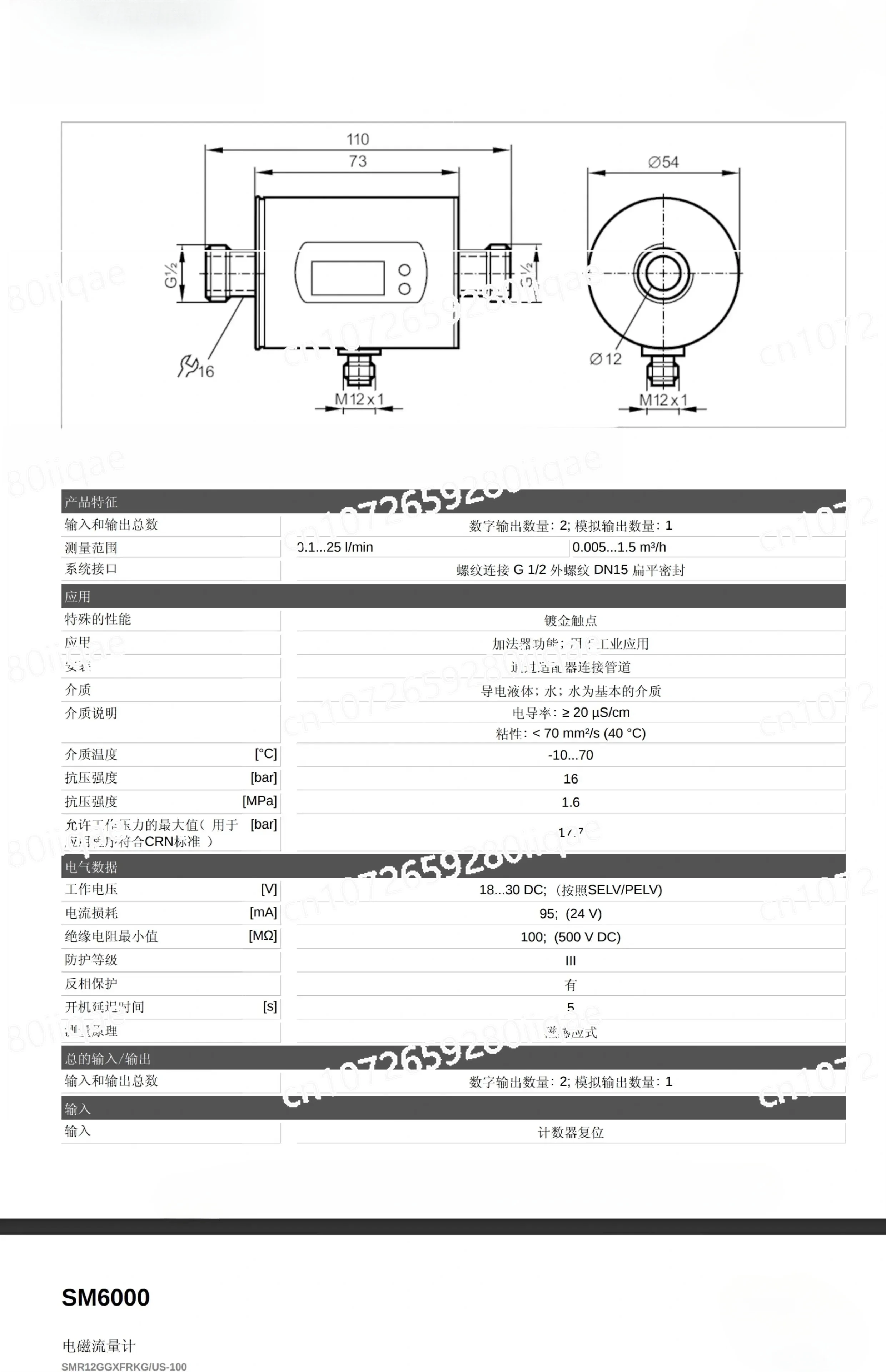 Precision Electromagnetic Flowmeter for SM6000 Series 6004 6001 6020 6050 - Measurement Instrument