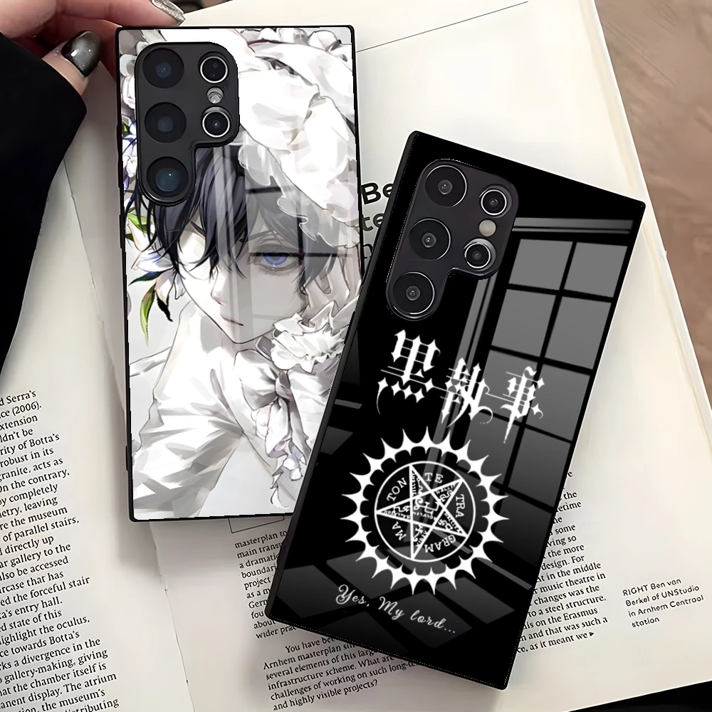 Black B-Butler Anime Phone Case For Samsung S26 Ultra S25 Edge Ultra S23 S22 S21 S20 Ultra Plus S24 Fe A25 Glass Cover