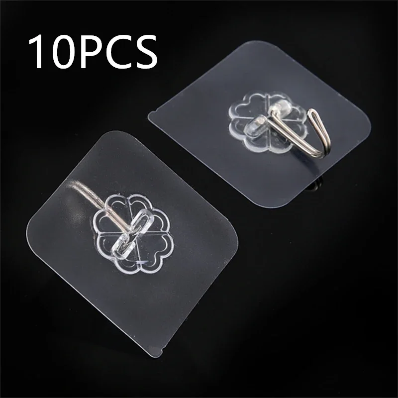 Transparent Wall Hooks Hangers Self Adhesive Door Wall Hangers Hooks Suction Heavy Load Rack for Kitchen Bathroom Accessories