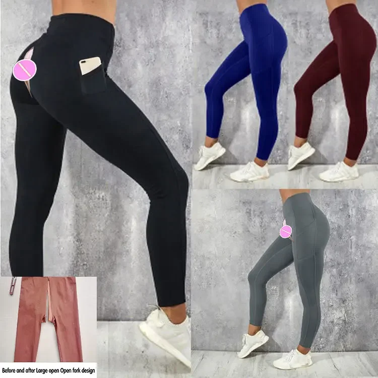 

Invisible Open Crotch Outdoor Sex Pants Women Yoga Trousers Sexy Peach Hip Push Up Leggings Casual Exotic Hotpants Streetwear