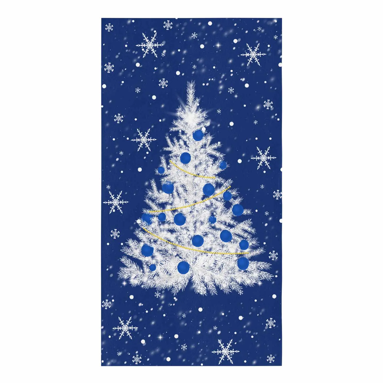 Blue Christmas Tree Snowflakes  Microfiber Towel Absorbent Kitchen Cleaning Cloth Dish Towel Household Cleaning Towel