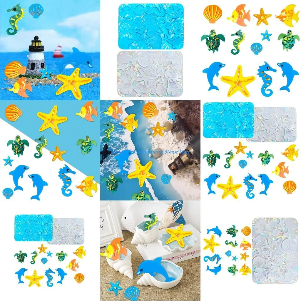 

E56A Unique Creative Projects Making Mold Underwater Theme Decoration Mould Flexible Silicone Mold for Baking and Crafts