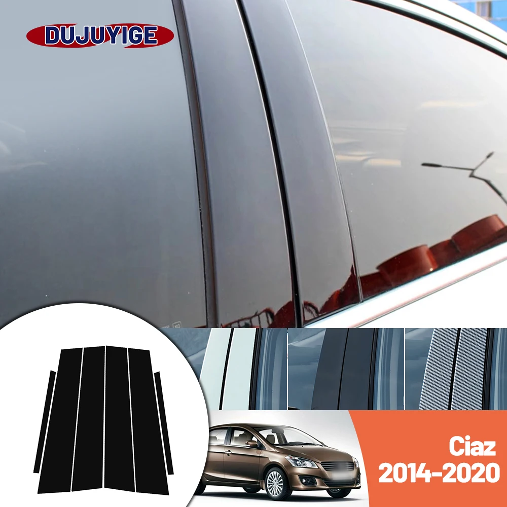 

Bright black carbon fiber door and window B C Pillar sticker suitable For Suzuki Ciaz 2014-2020 2015 2016 2017 2018 2019