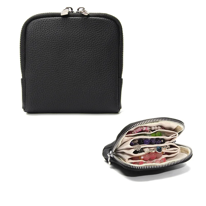

Женский органайзер для ювелирных изделий из натуральной кожи, портативный многослойный чехол для хранения, кольцо, браслет, кошелек для монет