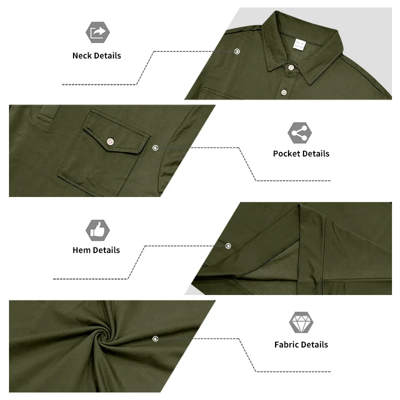 Herbst- und Winter-Herren-POLO-Pullover mit langen Ärmeln, lässigem Kragen, sportlichem Design und mehreren Taschen, Großhandel – Detail 22