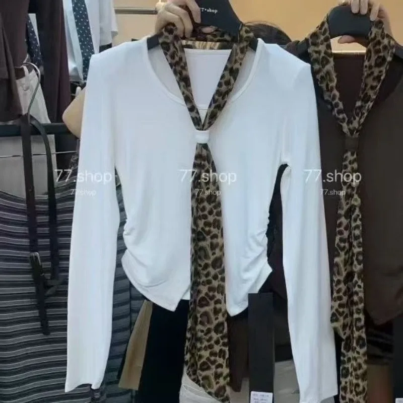 

Korean Style Fashionable and Versatile Slimming Polka Dot Silk Scarf Two-piece Long-sleeved Top for Women