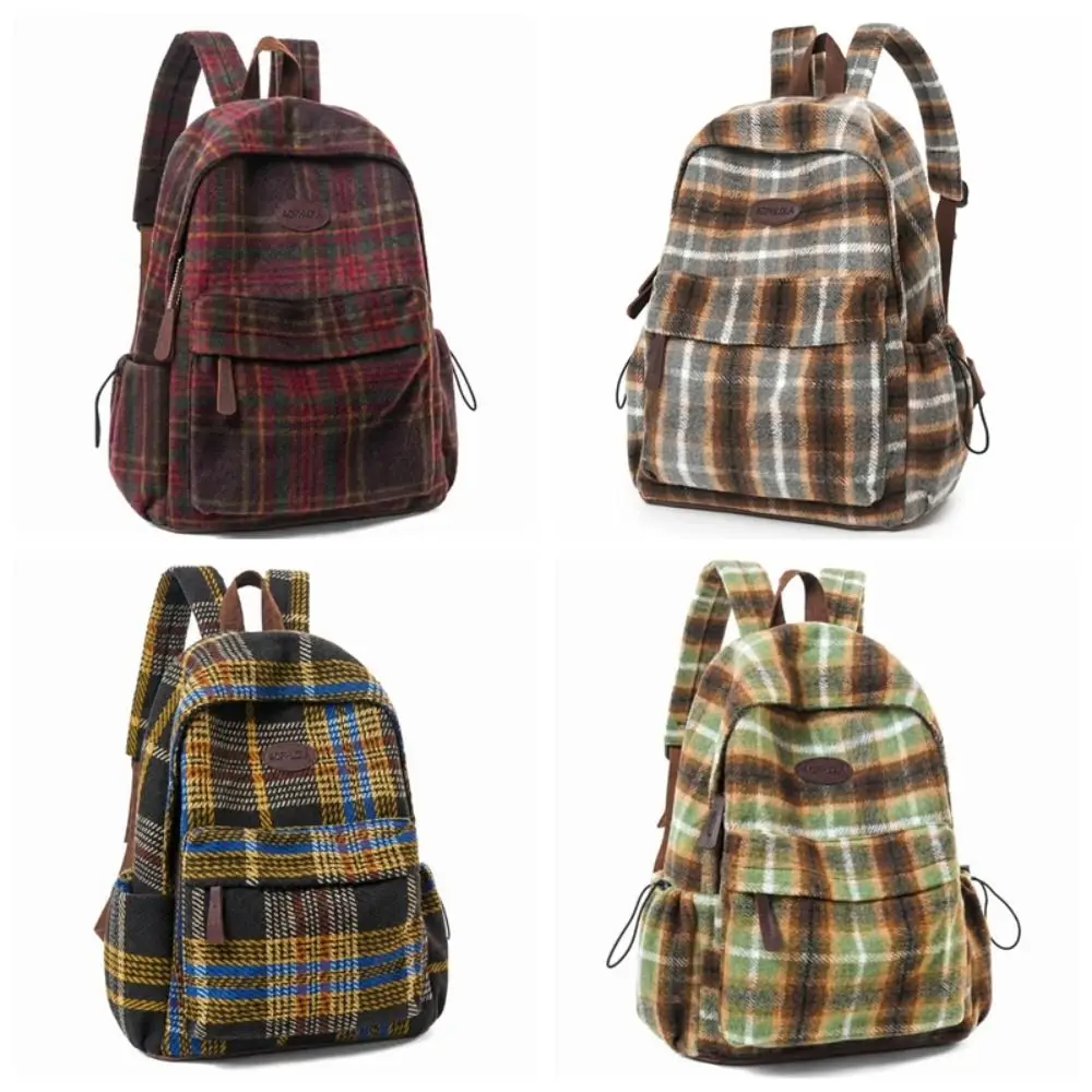 Creative Vintage Plaid Backpack Large Capacity Versatile School Backpack Casual Daily Laptop Daypack College High School Student