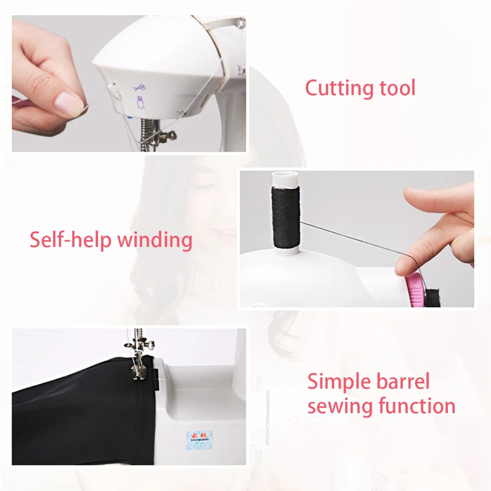 

Multifunctional Mini Sewing Machine Portable Handheld Home Use Fabric Stitch Mending LED Auto Winding Pattern Design Elastic