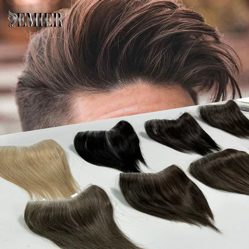 2.5x16CM Men Toupee Full Thin Skin V Loop Hairline Natural Brown Blonde 100% Human Hair Straight Forehead Lace Frontal For Men