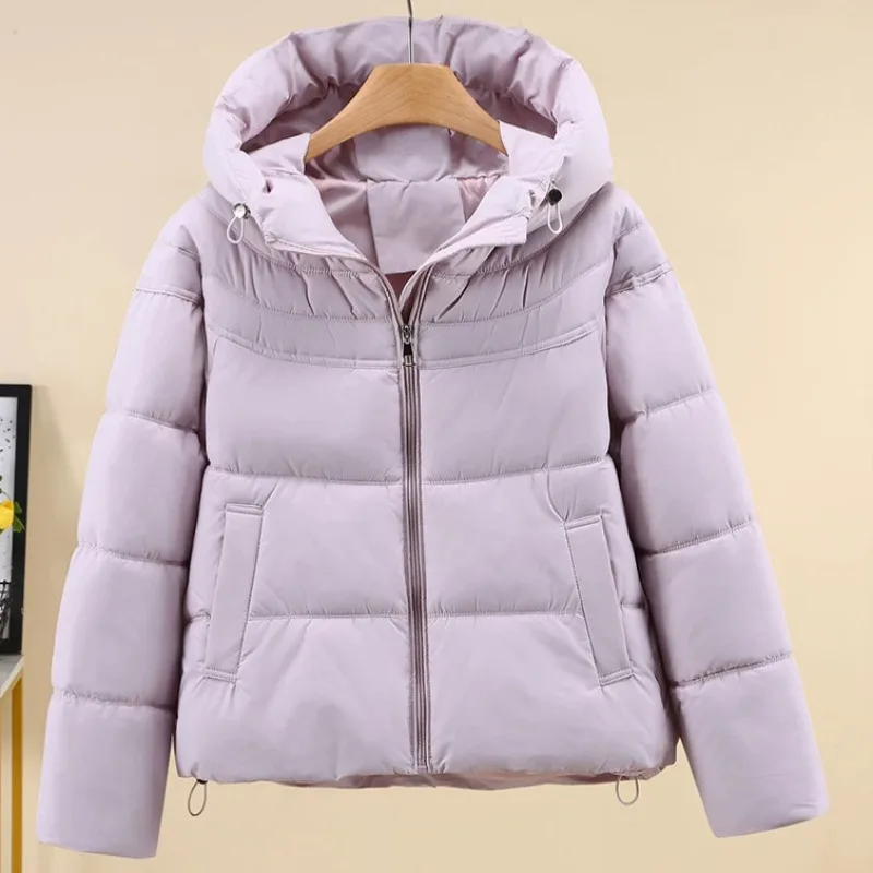 2026 Fashion Winter Short Parkas Women's Down Cotton-padded Jacket Thicken Warm Coat Hooded Top Student Loose Bread Outerwear