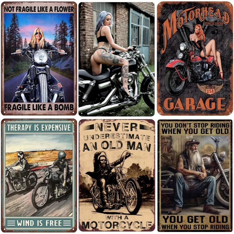 Vintage Motorcycle Enthusiasts Metal Art Nostalgic Garage Decor Metal Tin Signs Posters Plate for Bar Garage Club Vintage Lovers