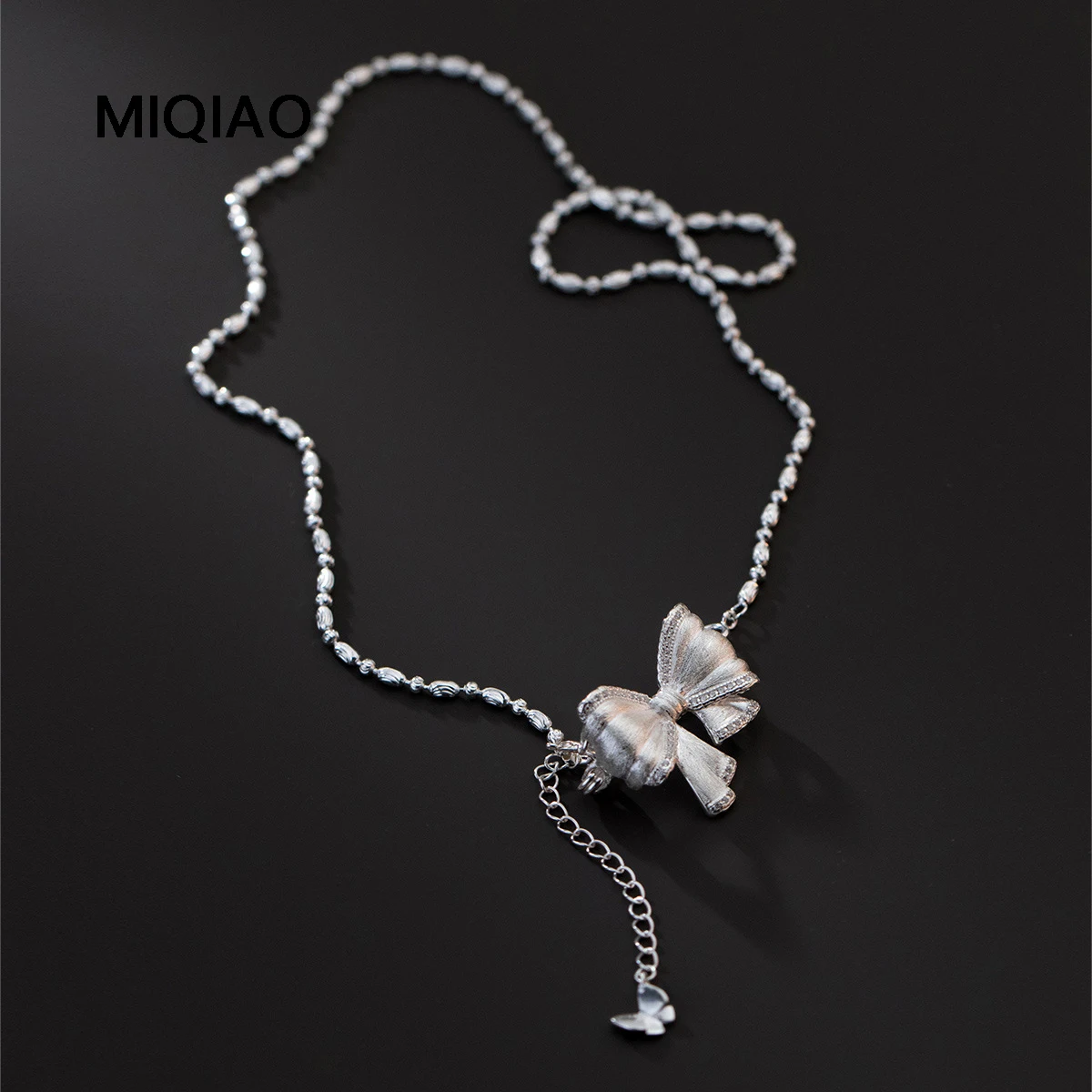 

MIQIAO 925 Sterling Silver Necklace Bowknot Pendant Necklace For Women Female Jewelry Gift Best Selling Neck Chain