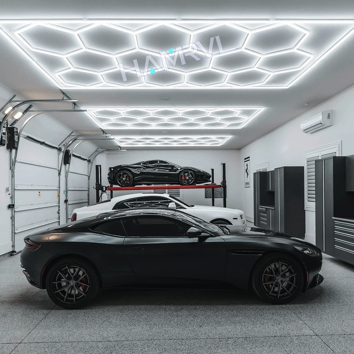 

Customized Honeycomb Garage Light Hexagon Led lamp Led Tube Ceiling Lighting For Auto Car Wash Detailing Led Workshop Barbershop