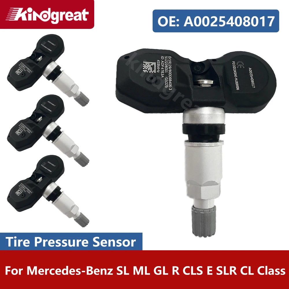 

4PCS/Lot 433Mhz TPMS Sensor Tire Pressure Monitor System A0025408017 For Mercedes-Benz SL ML GL R CLS E SLR CL Class