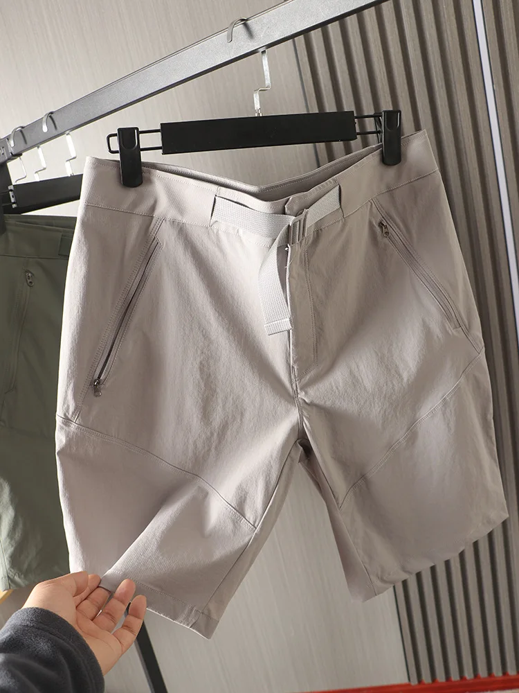 Urban Office Casual Shorts Summer Men's Outdoor 3D Cut Breathable Quick Drying Comfortable Soft Sports Shorts Adjustable Belt