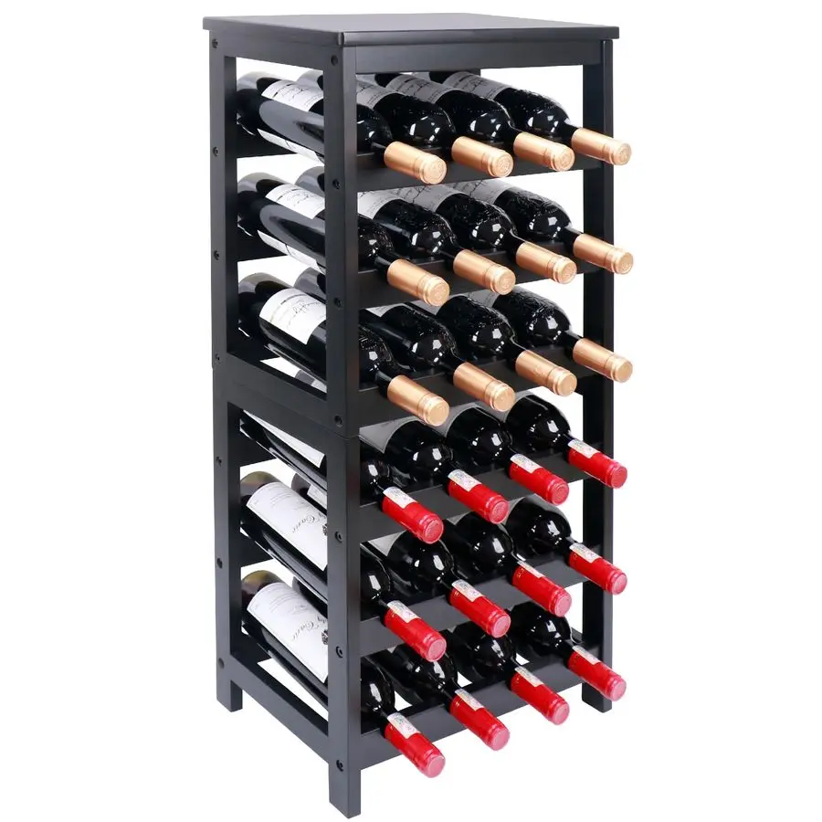

Винный стеллаж напольный, 6-ярусный, на 24 бутылки, с полками для хранения и столешницей, легко собирается, из бамбука