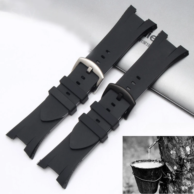 Silicone Watch Strap for Armani Ax1803 1802 1050 Concave Waterproof Sweat-Proof Black Rubber Watchband Accessories 31 * 14mm