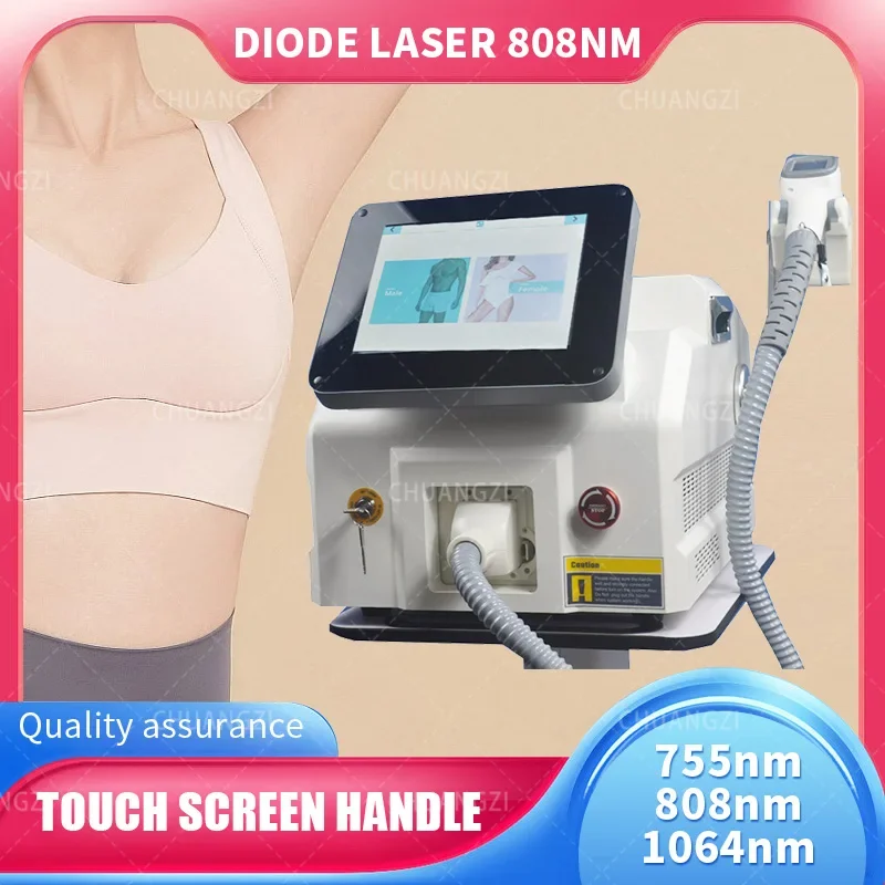 

High Power 808nm Permanent Diode Hair Removal 2024 Machine For Salon 3Wavelength 755 808 1064nm LCD Handle Painless