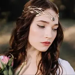 Vintage King round Elves Crown Tiara - Leaf Headband for Women And Men Bridal Hair Accessory Wedding Headwear Gift